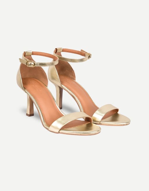 Off The Hook Ashleigh leather stiletto heeled sandals in metallic gold, 2 of 7