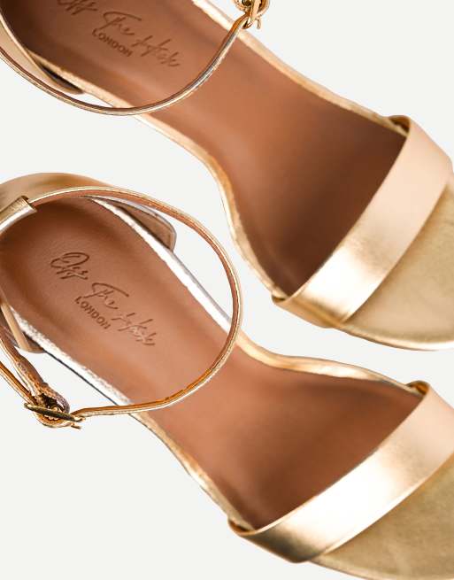 Off The Hook Ashleigh leather stiletto heeled sandals in metallic gold, 4 of 7