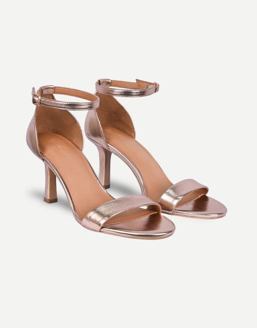 Off The Hook Ashleigh leather stiletto heeled sandals in metallic peach, 2 of 7