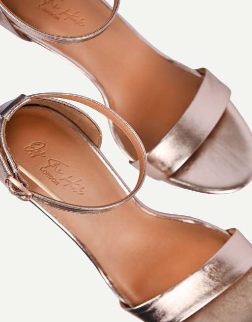 Off The Hook Ashleigh leather stiletto heeled sandals in metallic peach, 4 of 7