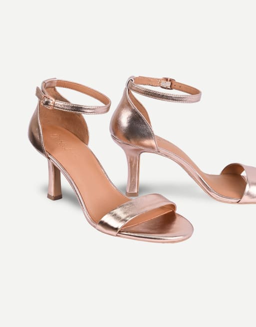 Off The Hook Ashleigh leather stiletto heeled sandals in metallic peach, 5 of 7