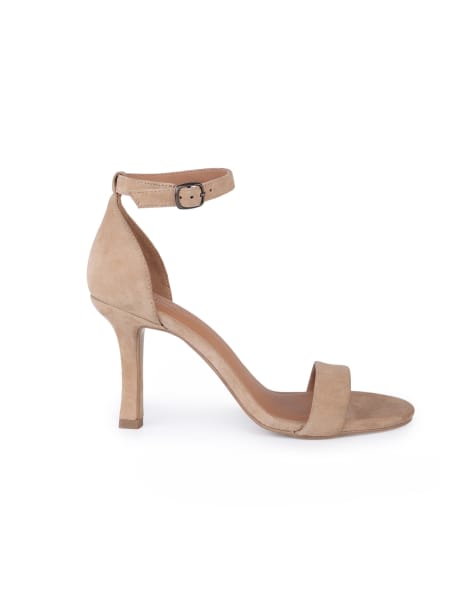 Off The Hook Ashleigh suede leather high-heel ankle-strap sandals in beige - view 1