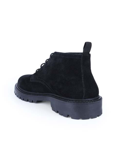 Off the hook 'AXEL' men's suede chukka ankle lace-up black boots in black suede, 3 of 4