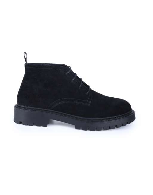 Off the hook 'AXEL' men's suede chukka ankle lace-up black boots in black suede, 4 of 4