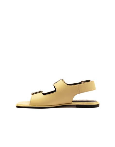 OFF THE HOOK – BAKER – Flache Slingback-Sandalen aus Leder mit überkreuzten Riemen - view 1