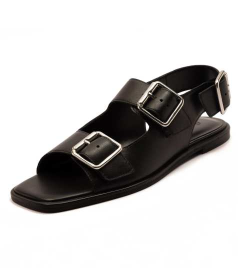 Off The Hook - Baker - Sandali bassi con cinturino posteriore e fascette incrociate in pelle neri - view 1