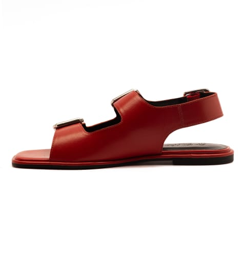 Off The Hook 'baker' slingback cross strap leather flat sandals in red - view 1