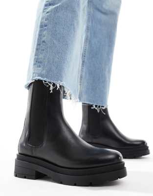 Off The Hook - Bank - Hohe Chelsea-Stiefel aus Leder im Westernstil-Schwarz