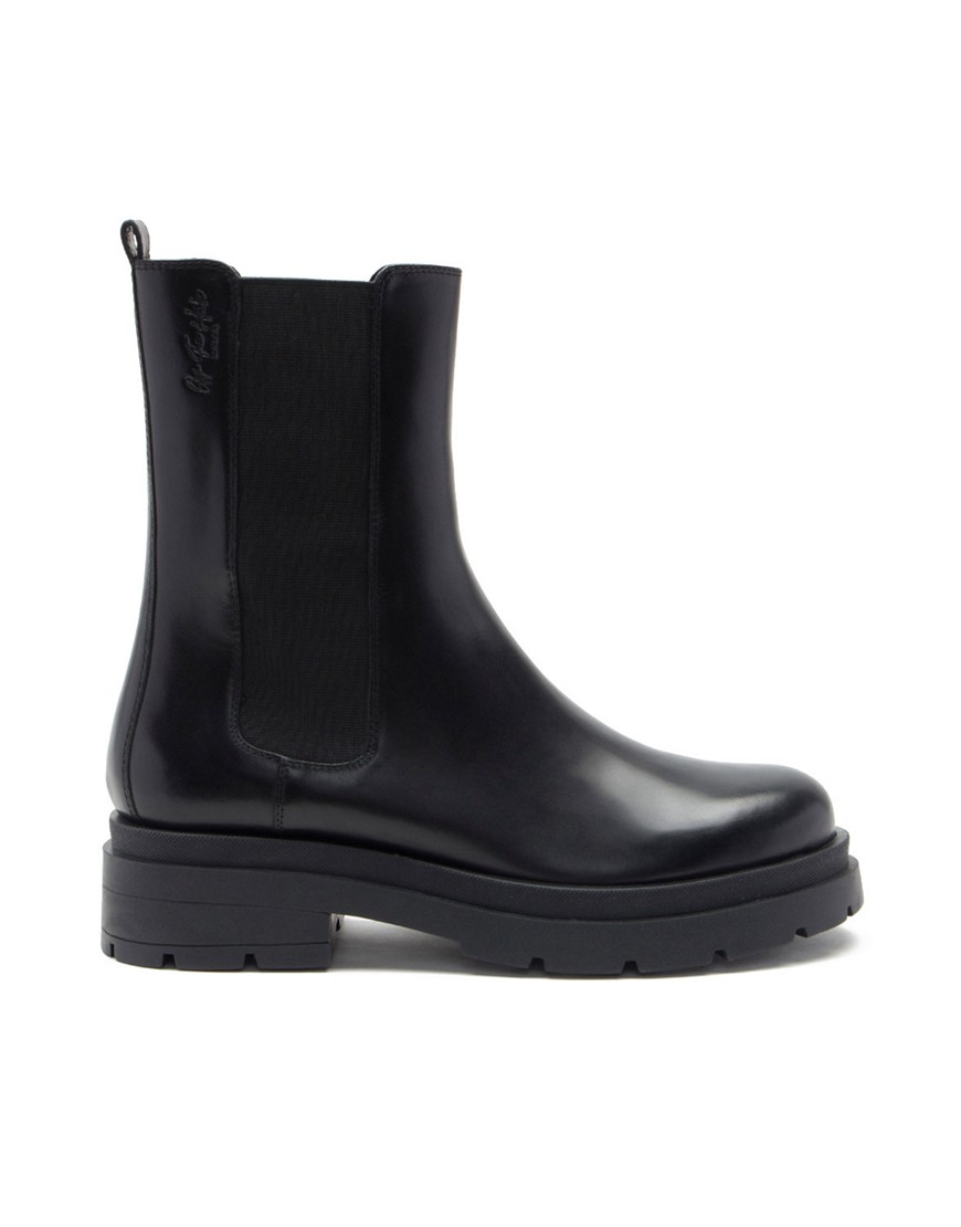 Off The Hook bank leather long chelsea western boot-Black