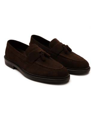  Blaine suede leather slip-on tassel loafers 