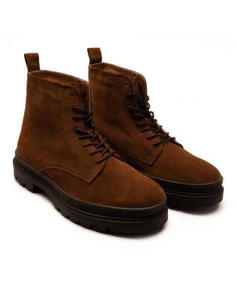 Off The Hook Blake suede leather lace-up boots in cognac - view 1