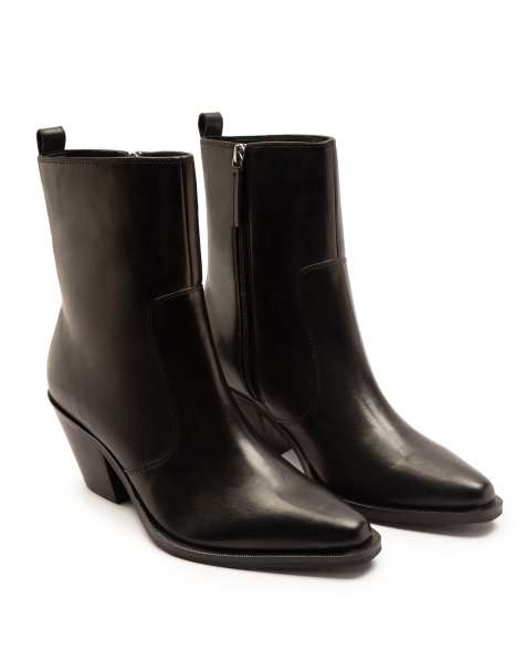 Off The Hook Bridge leather block heel ankle boots in black - view 1