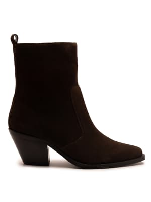  Bridge suede leather block heel ankle boots 