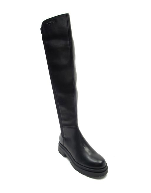 Off The Hook 'brixton' leather biker knee zip boot in black | ASOS