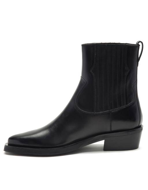 Off The Hook Bromley western leather chelsea high ankle boot in black ...