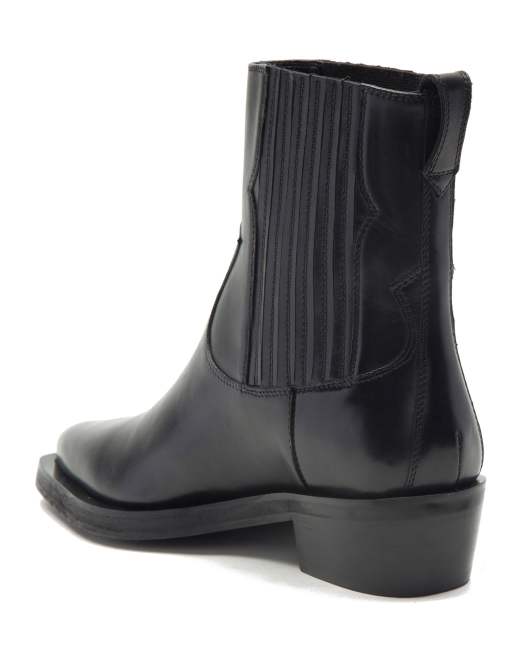 OFF THE HOOK BROMLEY western leather chelsea high ankle boot in black , 3 of 4
