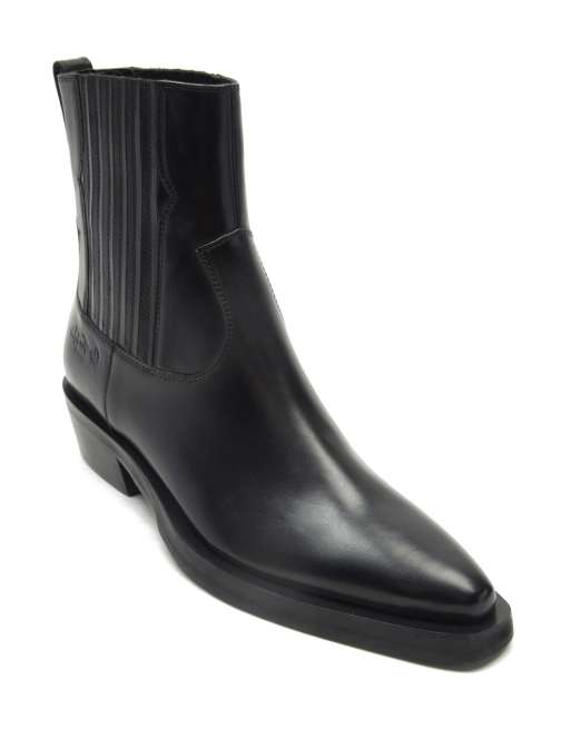 OFF THE HOOK BROMLEY western leather chelsea high ankle boot in black , 4 of 4