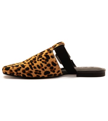  'brompton' wide fit clogs leather shoes for women in leopard