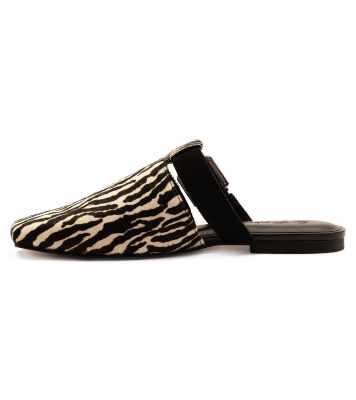  'brompton' wide fit clogs leather shoes for women in zebra