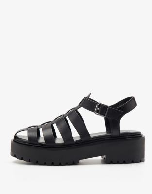 OFF THE HOOK CALLY single strap western leather sandals in black