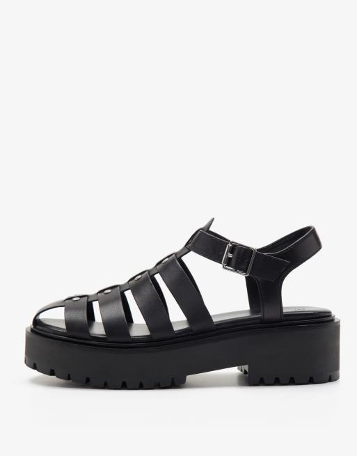 OFF THE HOOK CALLY single strap western leather sandals in black 