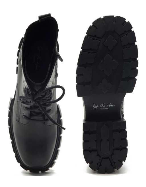 OFF THE HOOK CANNON leather lace up high knee boots in black 