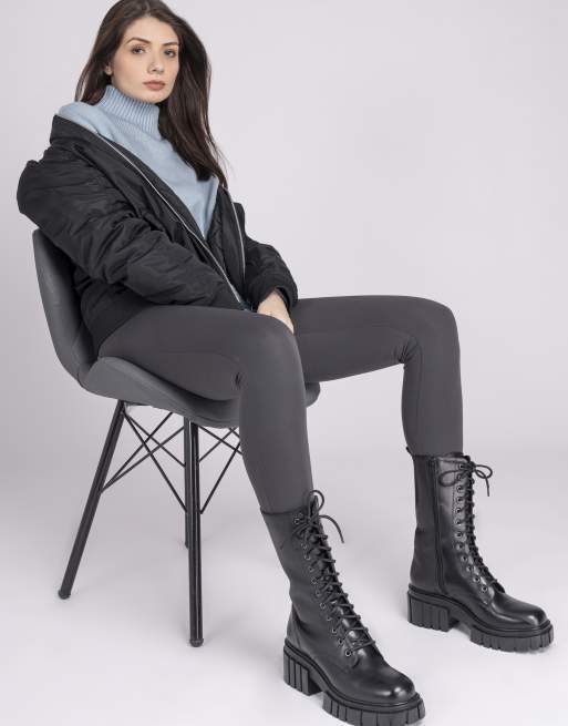 OFF THE HOOK CANNON leather lace up high knee boots in black , 4 of 4