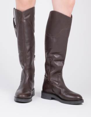  Carnaby leather knee-high riding boots with buckle strap and side zip 