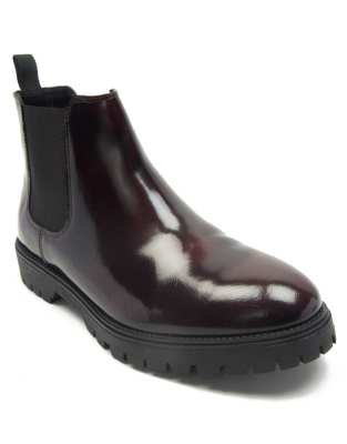  CHASE slip on chelsea leather boots in bordo 