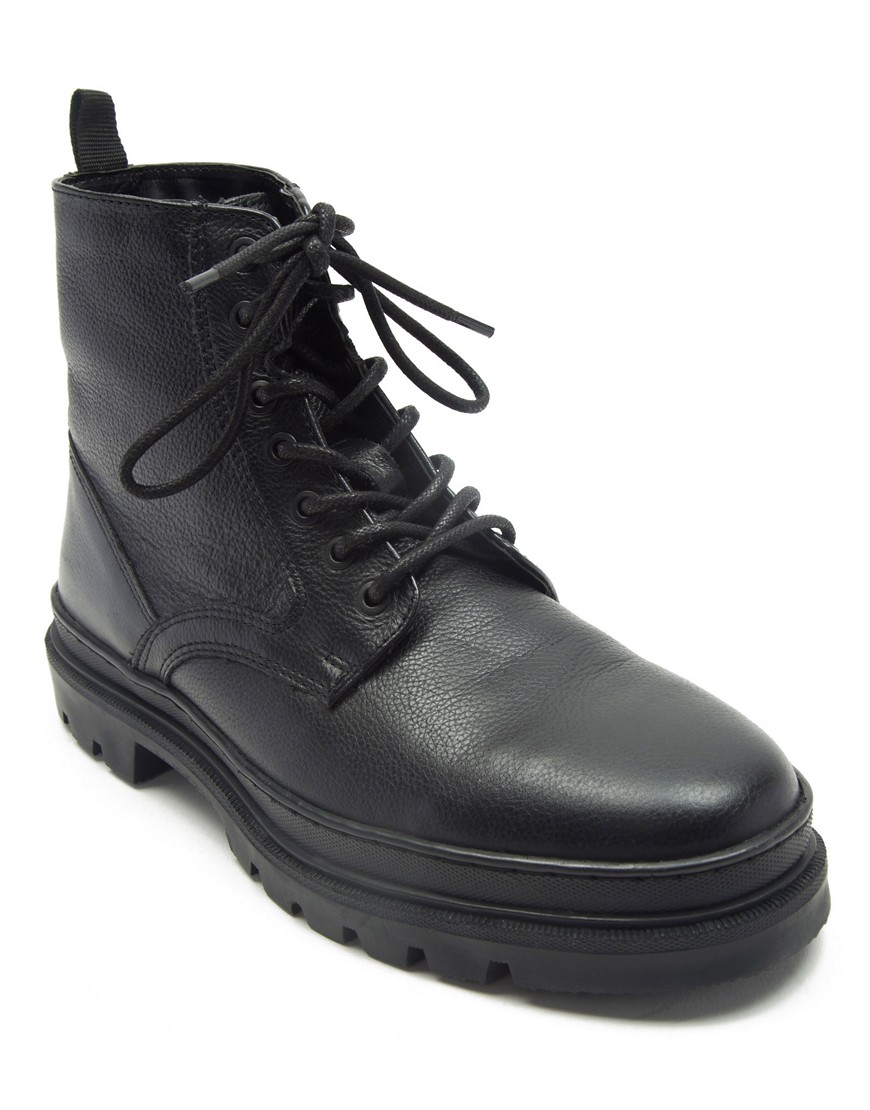 Off The Hook clancy lace up derby leather boots in black