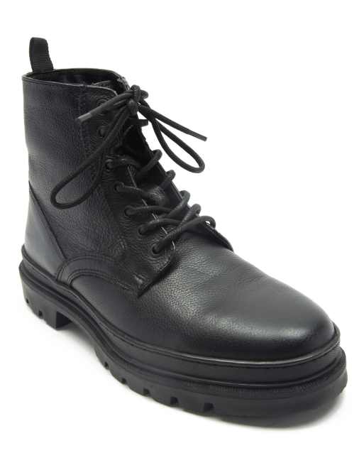  Off The Hook clancy lace up derby leather boots in black