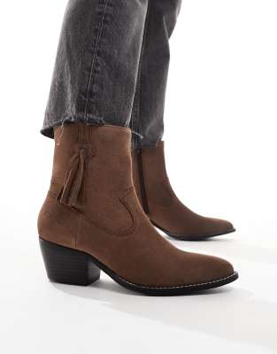 Off The Hook clapton leather ankle boots in almond-Brown