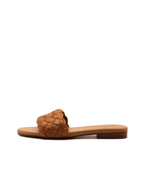 Off The Hook - Clerkenwell - Sandali bassi modello aperto in punta in pelle color cuoio - view 1