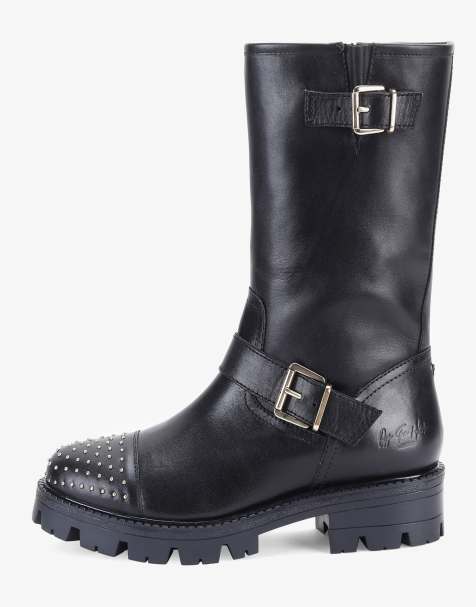 OFF THE HOOK 'CLEVEDEN' Block Heel Ankle Leather Boots in Black - view 1