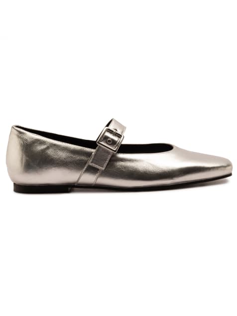 Off The Hook Cuffley leather square toe mary jane flats in silver - view 1