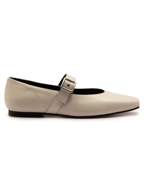 Off The Hook Cuffley leather square toe mary jane flats in white - view 1