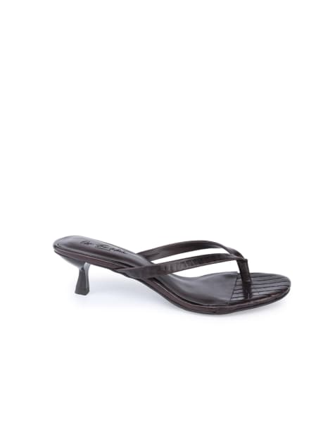 Off The Hook Dolly leather kitten heel thong sandals in brown - view 1