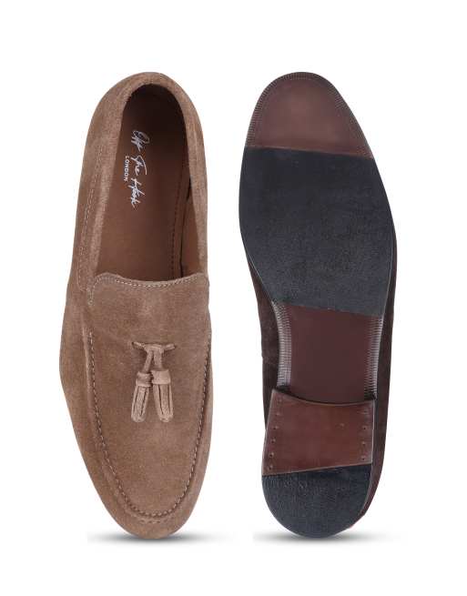 Off The Hook Emerson suede leather tassel loafers in mink suede, 2 of 4