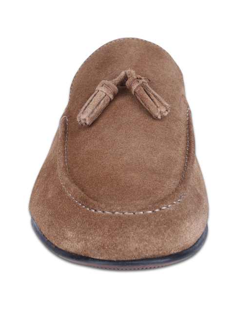 Off The Hook Emerson suede leather tassel loafers in mink suede, 4 of 4