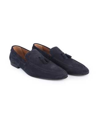  Emerson suede leather tassel loafers in universe suede