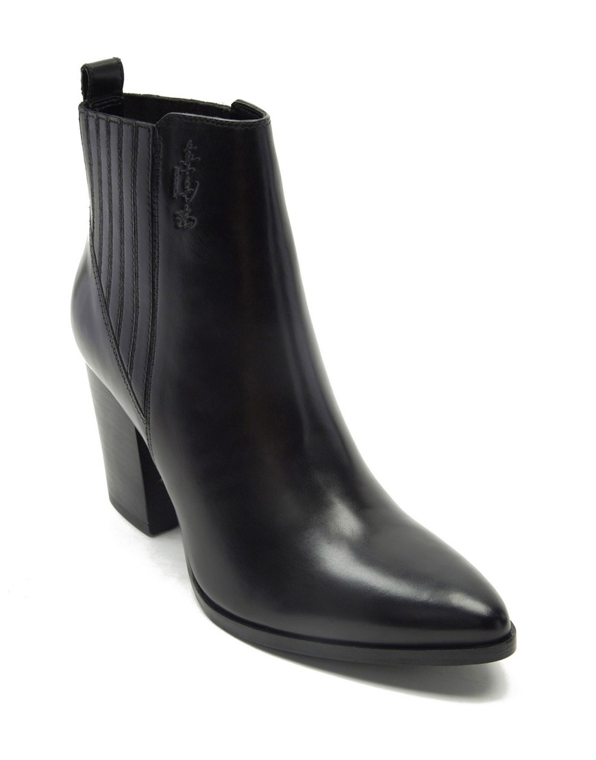 Off The Hook finsbury high heel leather ankle boots in black