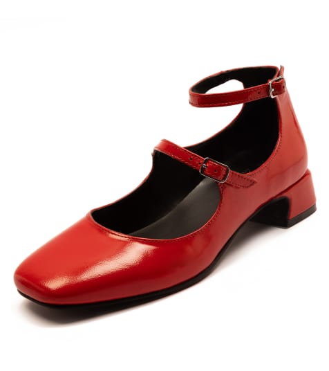 Off The Hook 'fleet' block heel women leather heeled mary janes shoes in red - view 1