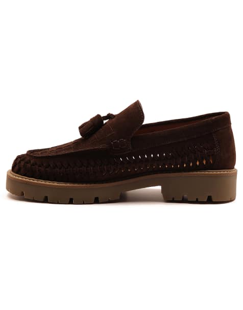 Off The Hook 'floyd' loafer tassel formal/casual slip-on leather shoes in brown - view 1