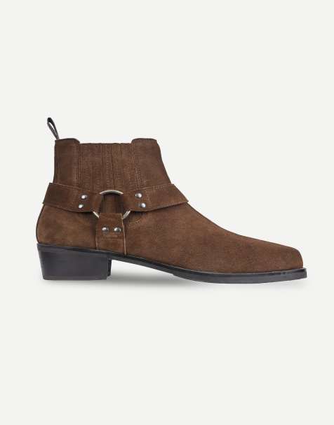Off The Hook Freeman suede western harness ankle boots in brown - view 1
