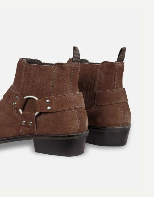 Off The Hook Freeman suede western harness ankle boots in brown, 4 of 7