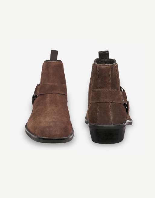 Off The Hook Freeman suede western harness ankle boots in brown, 7 of 7