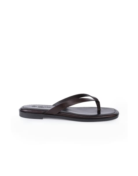 Off The Hook Freya leather toe thong flat sandals in brown - view 1
