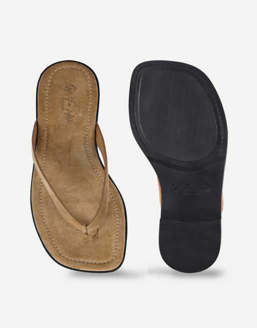 Off The Hook Freya toe flat thong sandals in tan suede, 7 of 7