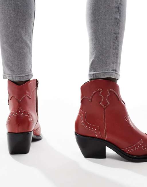 Off The Hook - Grange - Stivaletti alla caviglia in pelle color rosso  , 2 di 4