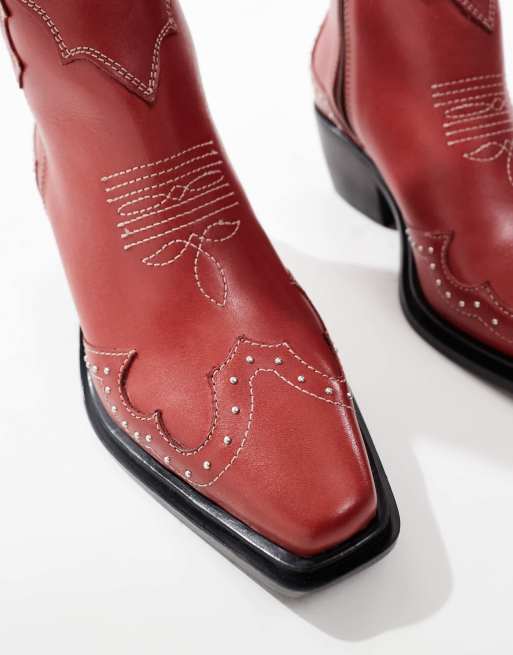 Off The Hook - Grange - Stivaletti alla caviglia in pelle color rosso  , 3 di 4